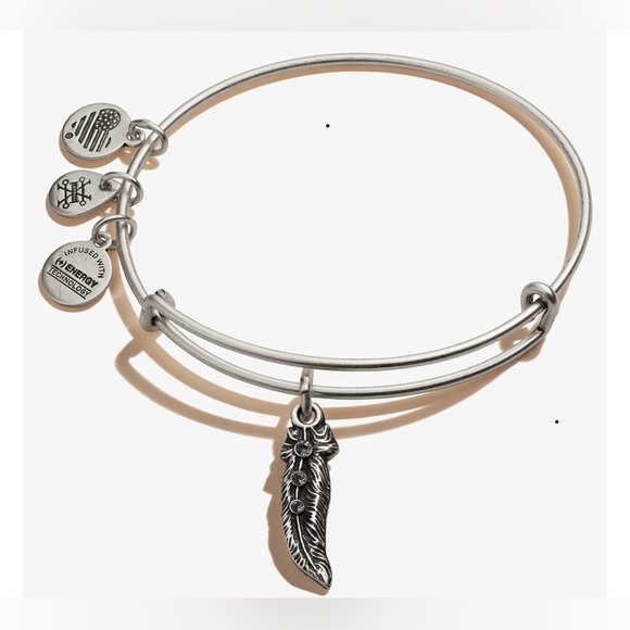 🪶ALEX AND ANI🪶Feather Charm Bangle in RafaelianSilver/EUC - Picture 8 of 8